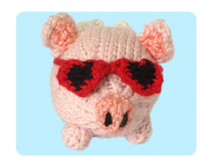 Pig Oink! Heart Sunglasses - cute free knitting patterns