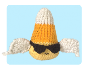 Cute Angel Candy Corn wearing sunglasses free knitting patterns