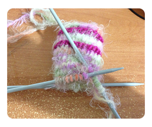 Candy Floss DPN Knitting progression round 22