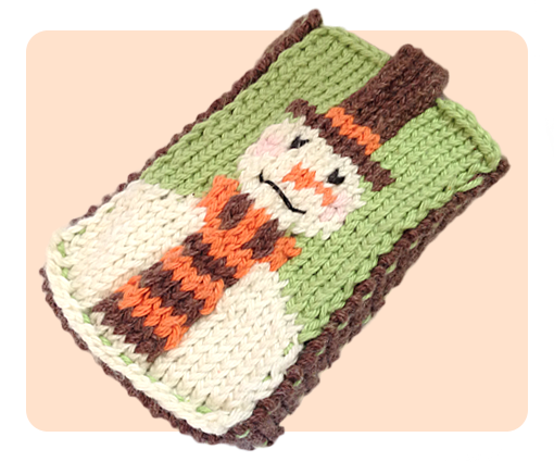 Free cute knitting patterns Snowman mobile phone case cover