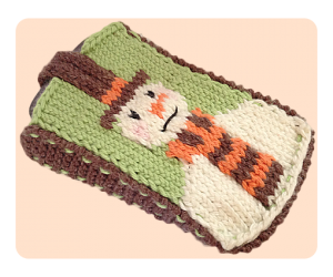 Snowman mobile phone case cover free knitting patterns