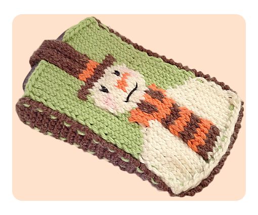 Snowman mobile phone case cover free knitting patterns