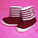 Boot Style Red and White Baby Booties
